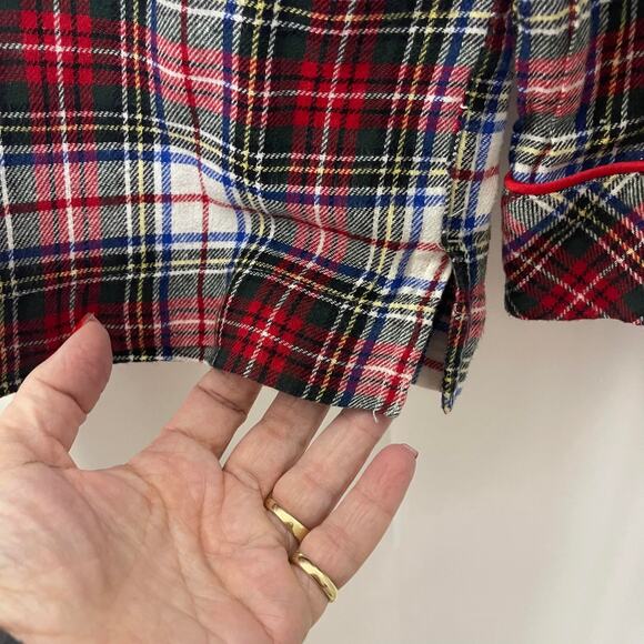 Lauren Ralph Lauren sleep shirt pajama top white red green plaid women's large - Picture 15 of 16
